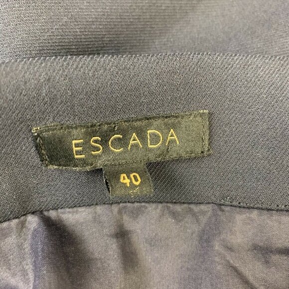 Escada Randhi Wool Blend Navy Blue Pencil Midi Skirt Size XSmall Career Designer - Picture 4 of 10